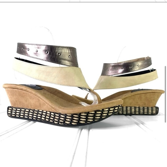 MODZORI WEDGE REVERSIBLE TWISTER SANDAL MULTICOLOUR SHOE NEUTRAL SLIP ON THONG 8 - Picture 1 of 10